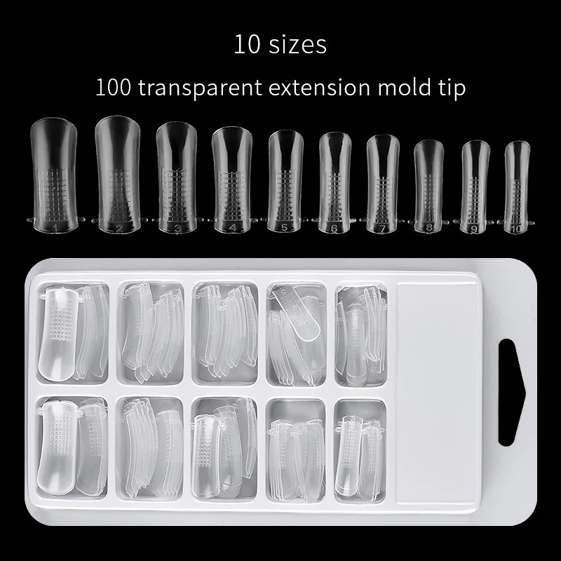 

100Pcs Acrylic Nail Quick Building Mold Tips Nail Dual Forms Finger Extension Nail Art UV extension Easy Find Nail Art Tools