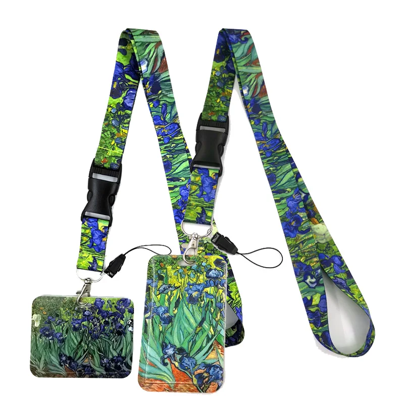 

Van gogh Irises Painting Lanyards Cool Neck Strap webbings ribbons Phone Keys ID Card Holder Lanyard For Keys DIY Hang Ropes