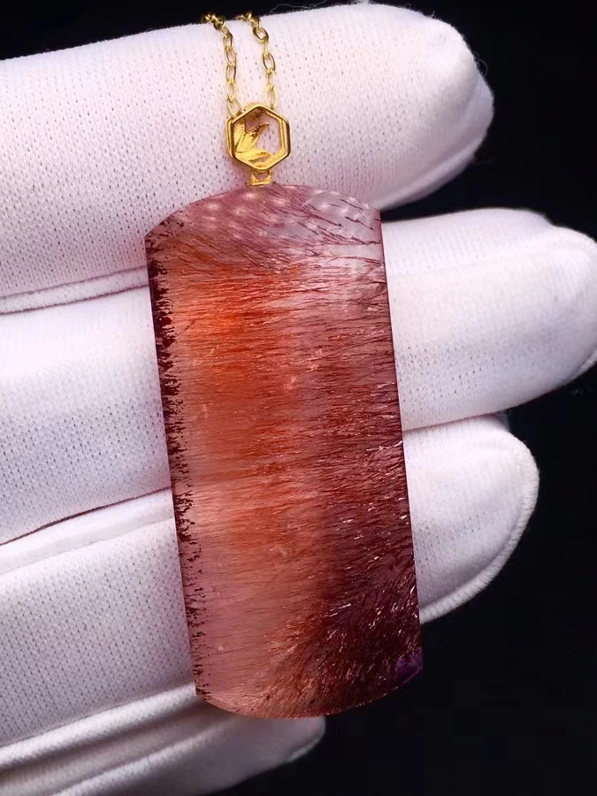 

Цепочка с подвеской из натурального Красного кварца с кулоном из лутилированного кварца 7 дюймов, бразильское ожерелье Super Seven 35166 мм AAAAA