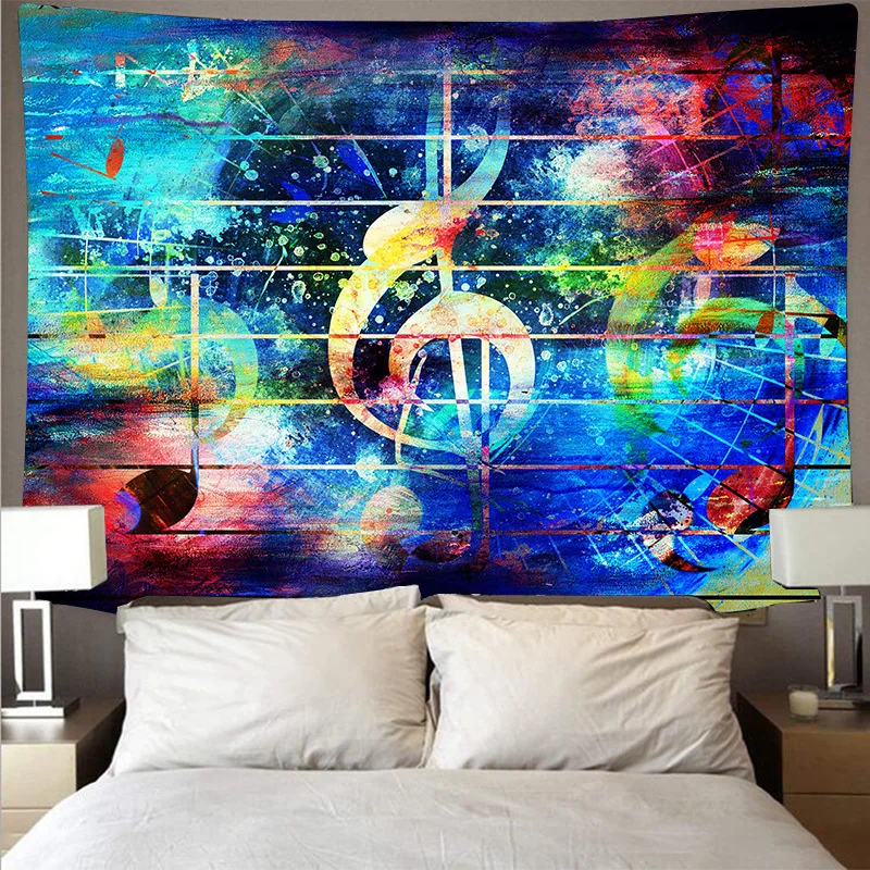

Nordic Musical Note Tapestry Colorful Background Cloth Art Home Bedroom Decor Hanging Cloth Digital Printing Mural Tapestries