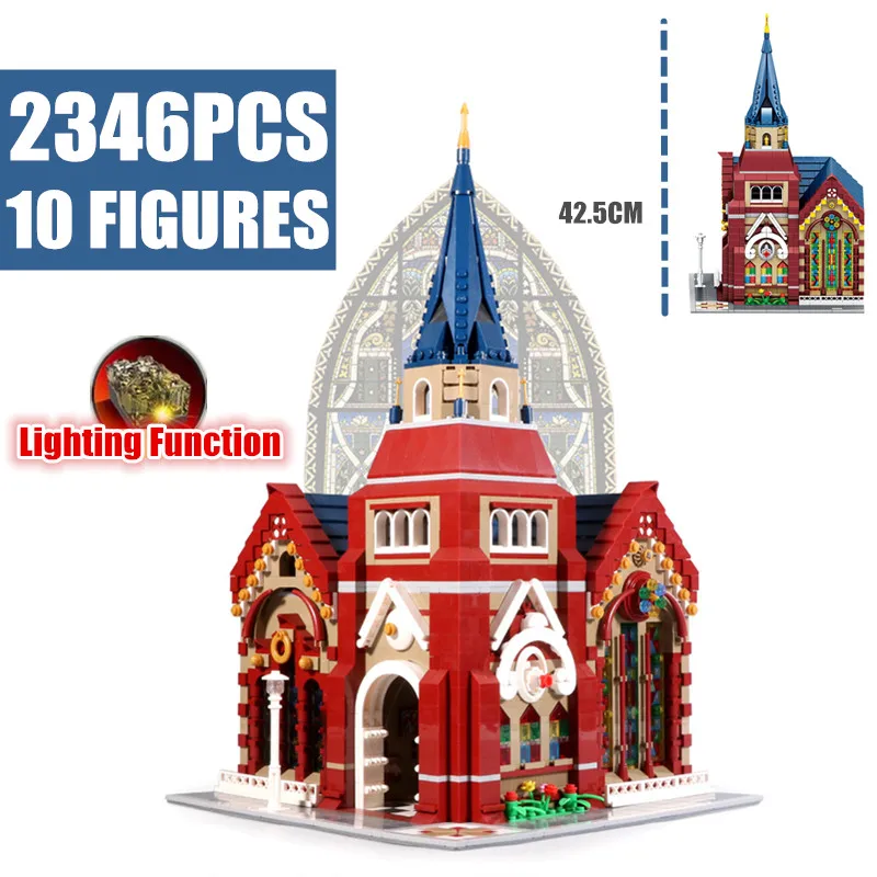 Yeni 2346 adet 10 figürleri Union kilise sokak görünümü fikir şehir modeli yapı taşları tuğla oyuncaklar çocuk hediye noel