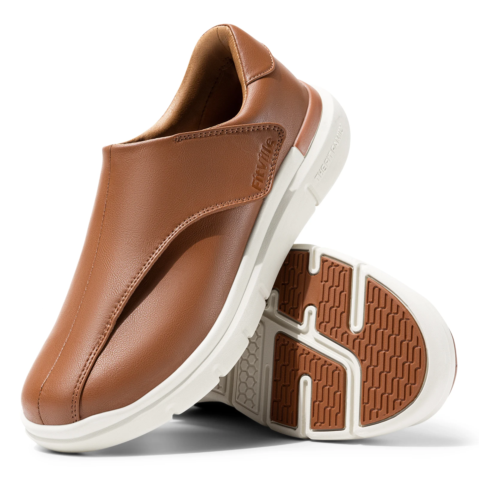 Мужская кожаная обувь FitVille для диабетиков повседневные туфли-оксфорды