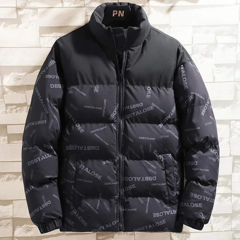 Winter Down Jacket Coat Outwear Men Hip Hop Oversize Padded Bomber Jacket Coat Streetwear Graffiti Jacket Parka Cotton Harajuku