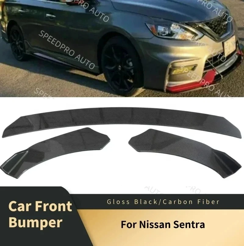 Фото Для автомобиля Nissan Sentra: передний спойлер-сплиттер, диффузор, нижняя накладка на бампер, защита от царапин, черный цвет. №1
