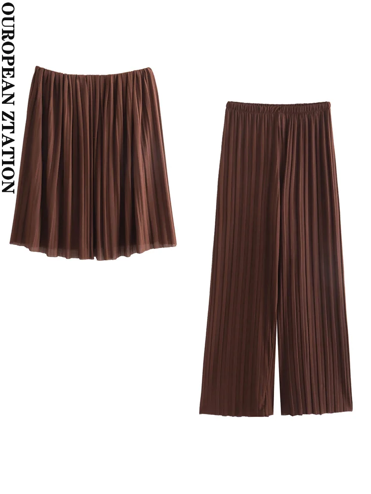 

Женский комплект из топа и брюк, без бретелек