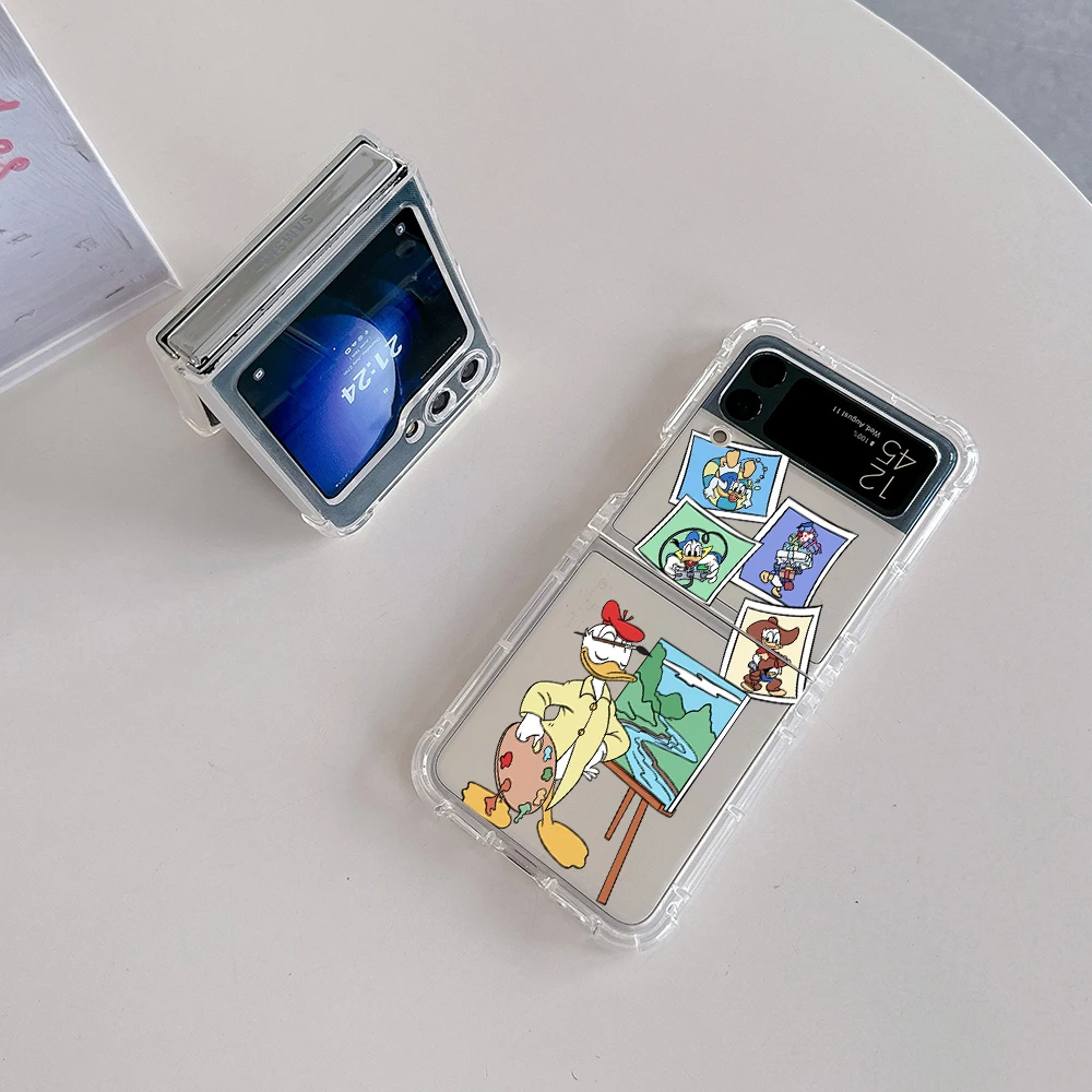 Фото Милый мультяшный чехол для телефона пары Дональд Дак Дейзи для Samsung Galaxy Z Флип 3 4 Z Флип 5 Z складывающийся 4 рельефный ПК Мягкий противоударный чехол №3