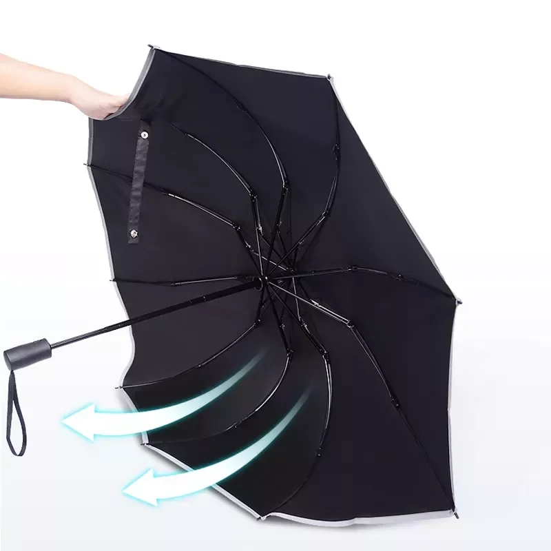 

UV Automatic Umbrella With Reflective Strip Rain Wind Resistant Trip Sun Reverse Umbrellas Folding Umbrella For Drop Ship