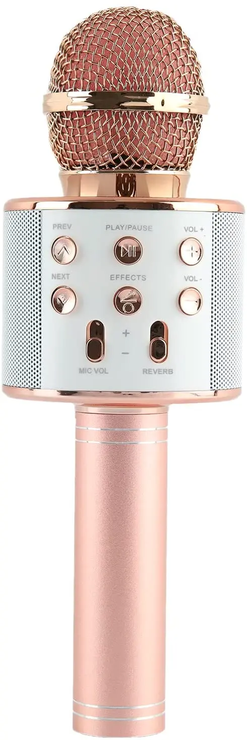 

OPEN MIC SPEAKER AND KARAOKE MICROPHONE ROSE GOLD/WHITE