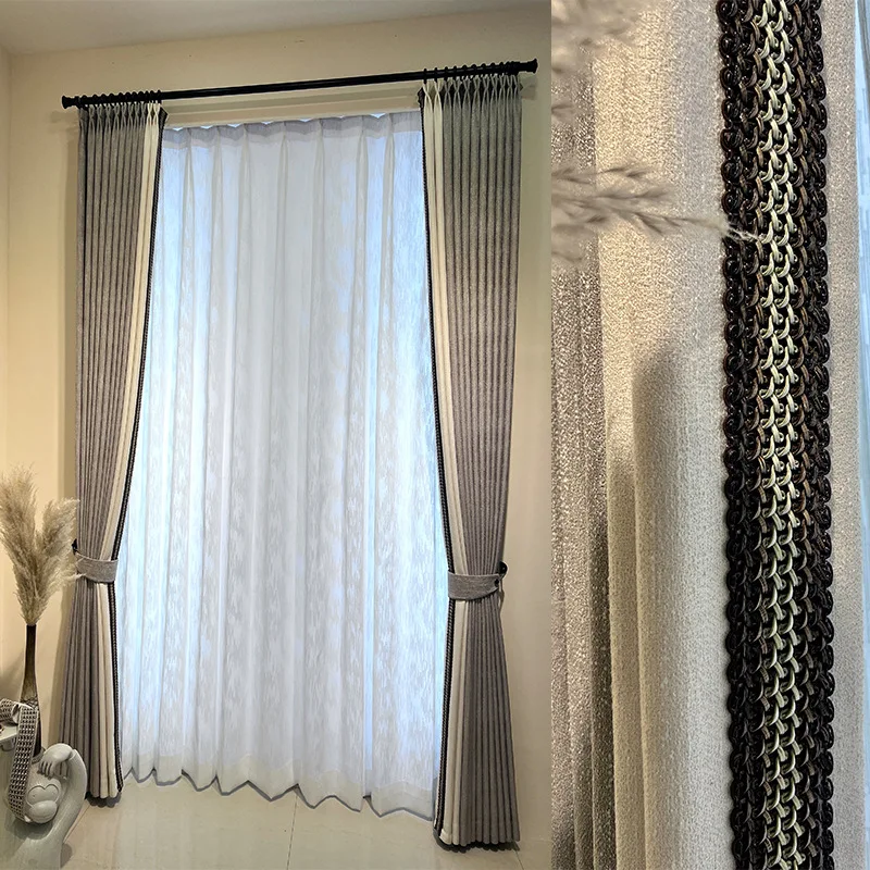 

Curtains Blackout 22 New Living Room Bedroom Light Gray Japanese Nordic Bay Window Light Luxury Modern Simple Solid Color Cloth