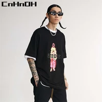 cnhnoh spring and summer new hipstertrend chic couple amore print oversize creativity short sleeved men a096