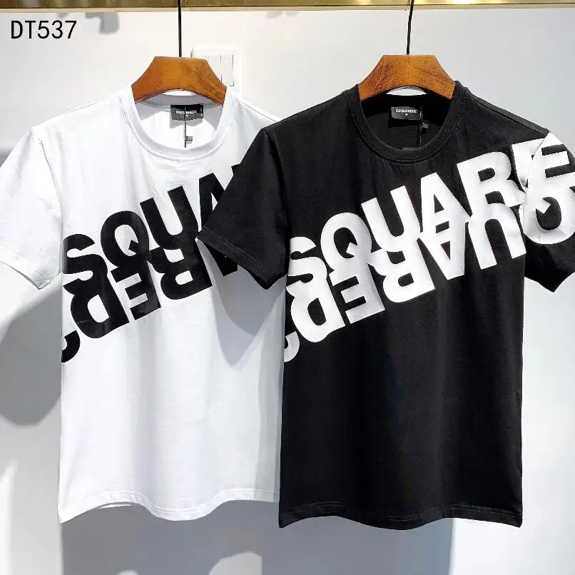 

Free Shipping Original Dsquared2 Men Hip-Hop 2023 Summer Casual Tee Tops T-shirt Cotton Locomotive Letter Printing D2 Clothing