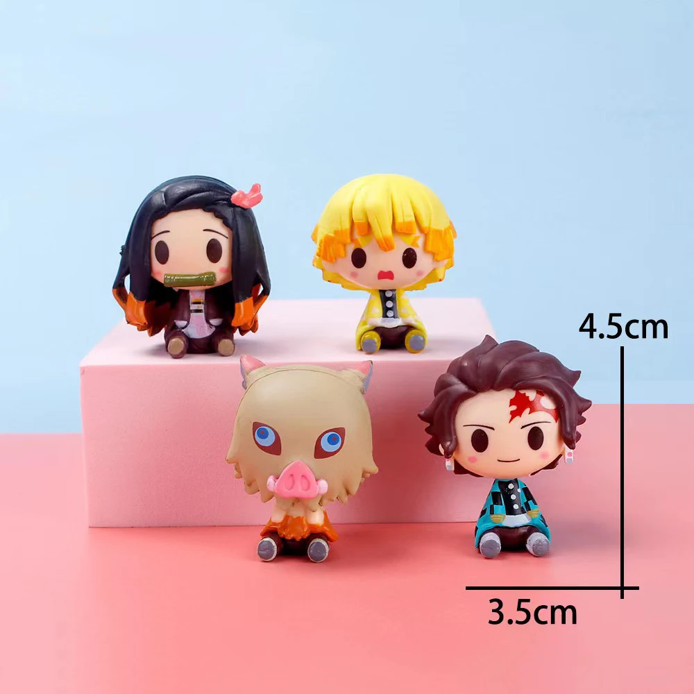 

4pcs Anime Figure Funny Gift Toys Demon Slayer Action Figures for Children Anime Accessories PVC Material Anime Figures