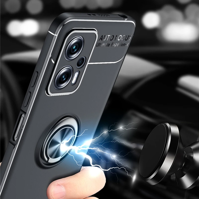 

For Cover Poco X4 GT Case For Poco X4 GT Capas Shockproof Soft Ring Magnetic Holder For Cover Xiaomi Poco X 4 X4 GT 5G Fundas