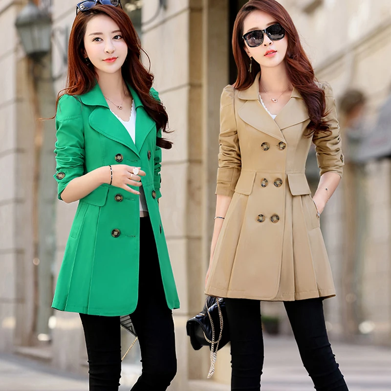 

Trench Coat for Women Double-Breasted Trench Coat Female New Autumn Casual Coats Windbreaker Outwear Raincoat Streetwear E278