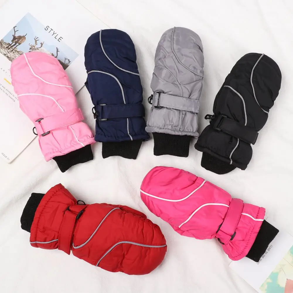 

Winter Long-sleeved Mitten Children Ski Gloves Solid Colo Snowboard Windproof Thicken Keep Warm Thick Gloves Non-slip Gloves