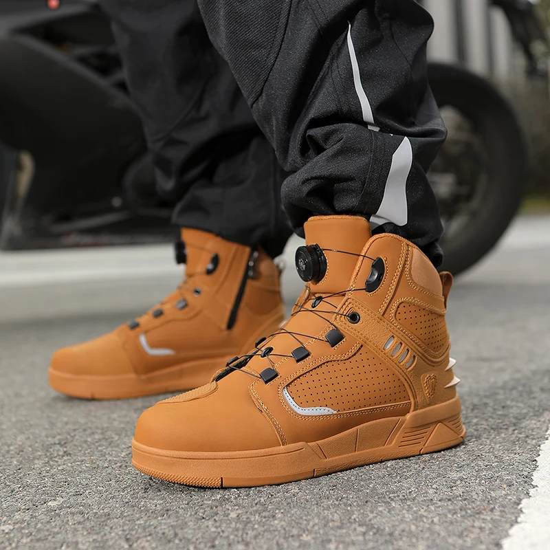 

Мотоциклетные ботинки из воловьей кожи, мужские кожаные дышащие противоскользящие мотоциклетные велосипедные ботинки, мужские защитные ботинки высокого качества для мотокросса