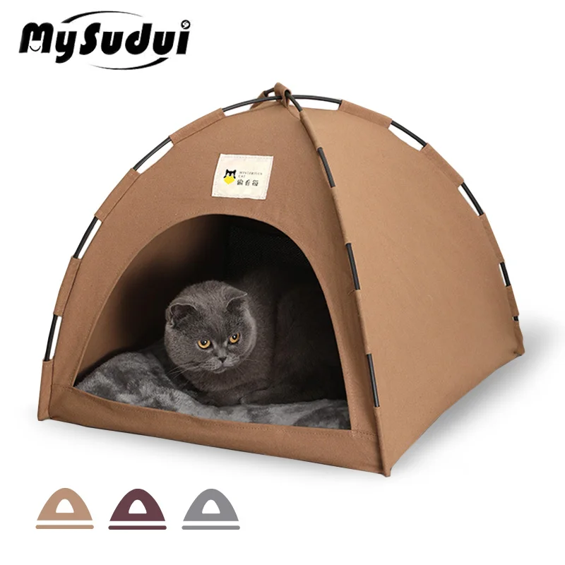 

MySudui Всесезонная палатка для кошек Съемная моющаяся гнездо для кошек и собак Закрытая палатка для домашних животных мягкая удобная с подушк...