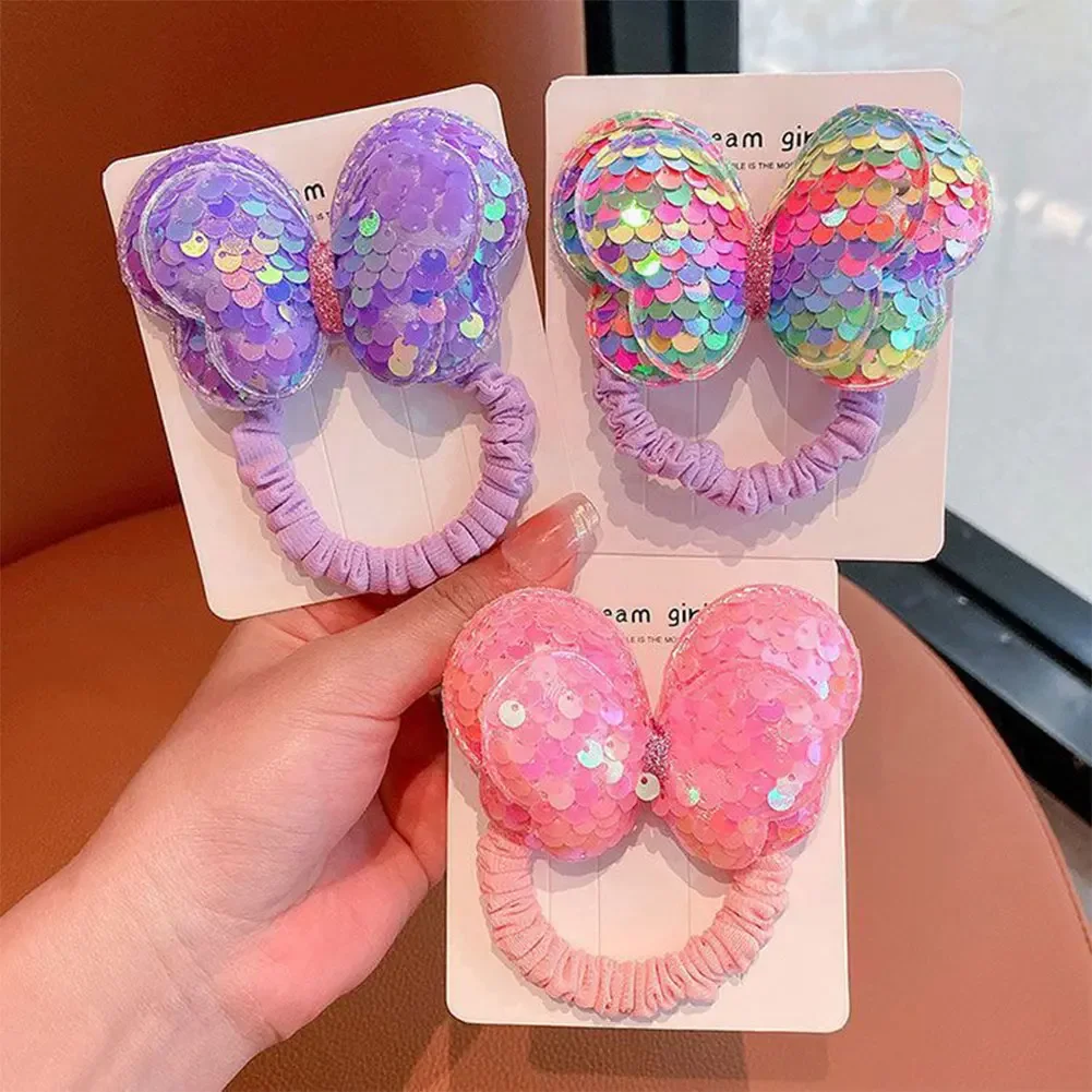 1 шт. резинка для волос с блестками и бабочками девочек