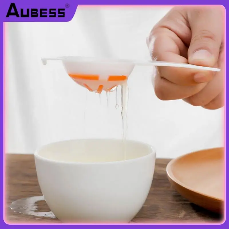 

Kitchen Baking Egg Filter White Egg Spoon Plastic Separates Sieve With Silicone Holder Kitchen Accessories Household Eggs Tool