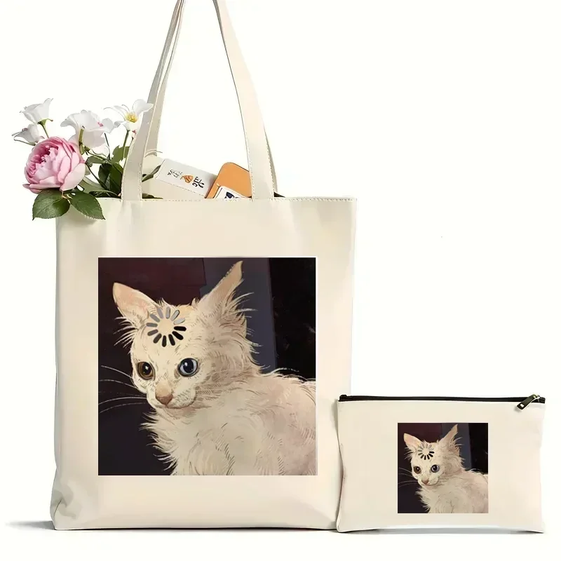 Женская сумка через плечо с милым котом Harajuku Kawaii для покупок женская