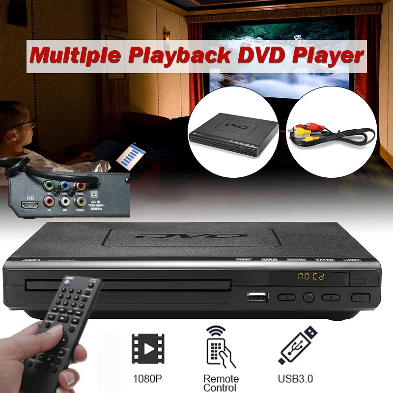 Home 1080P HD DVD Player HDMI-compatible USB Multimedia Digital DVD TV Support HDMI-compatible CD SVCD VCD MP3 MP4 Video