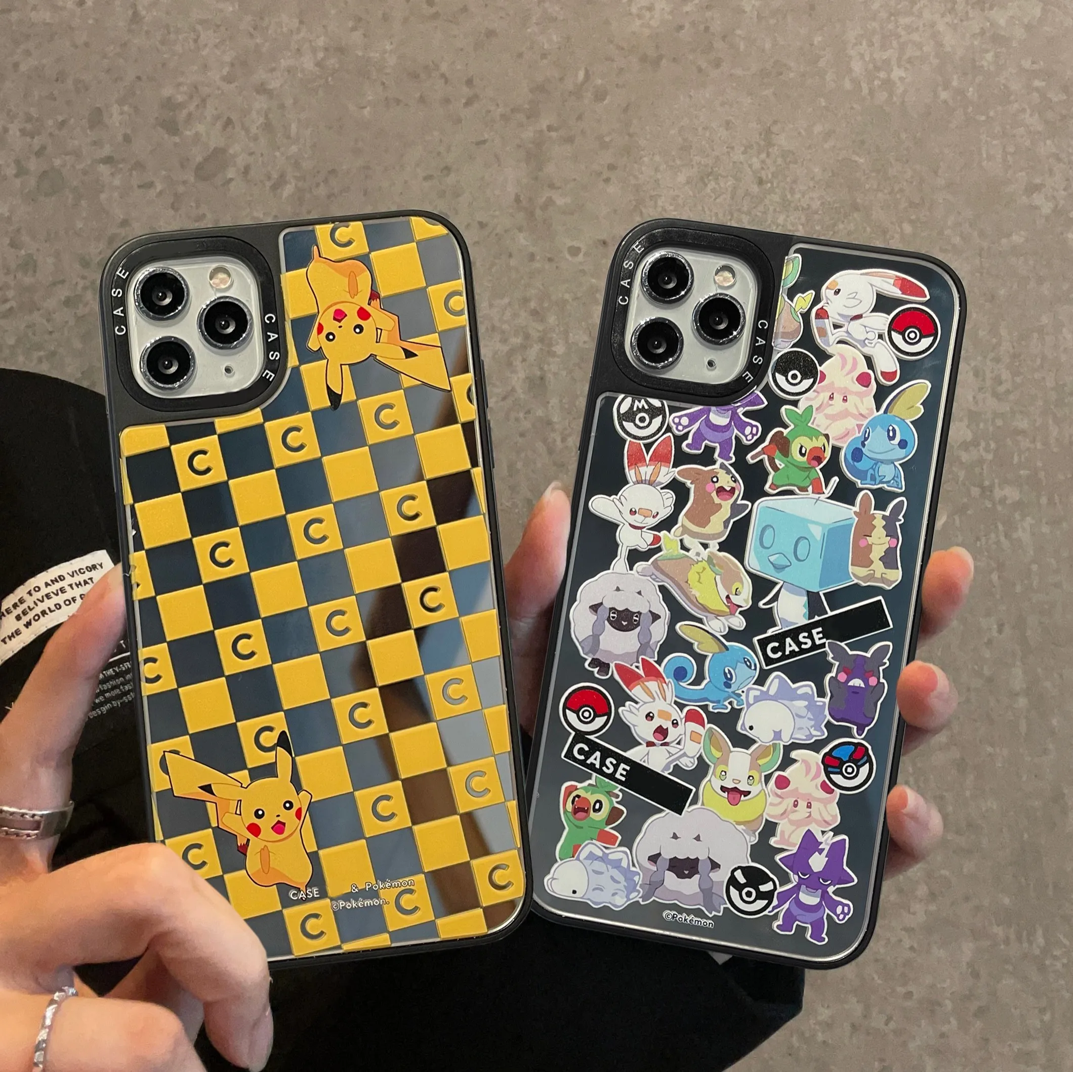 

Anime Pikachus Advanced Mirror Cartoon Phone Case For iPhone 14 13 12 11 Pro Max XR XS MAX 8 X 7 SE Couple Anti-drop Soft Cover