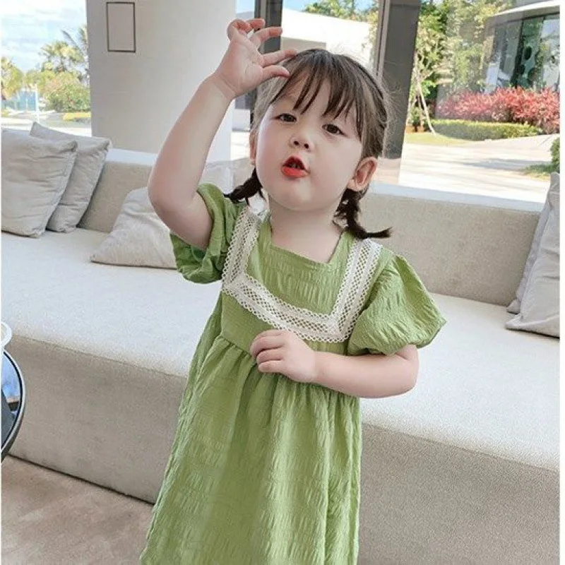 

Summer Girls Fashion Puff Sleeve Dress Children Casual Clothes 1-6 Years Toddler Kids Vesrido For Girl Birthday Princess Dresses