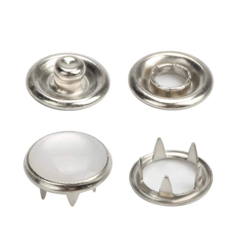 

100sets 9.5mm Silver Brass Fastener Snap Press Stud Cap Combined Button Snap Button Suit for Shoe Bag Wallet Garment