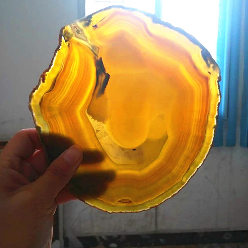 20-6CM Citrine Crystal AGATE SLAB Geode Slice Mineral Coaster Healing Reiki Decoration