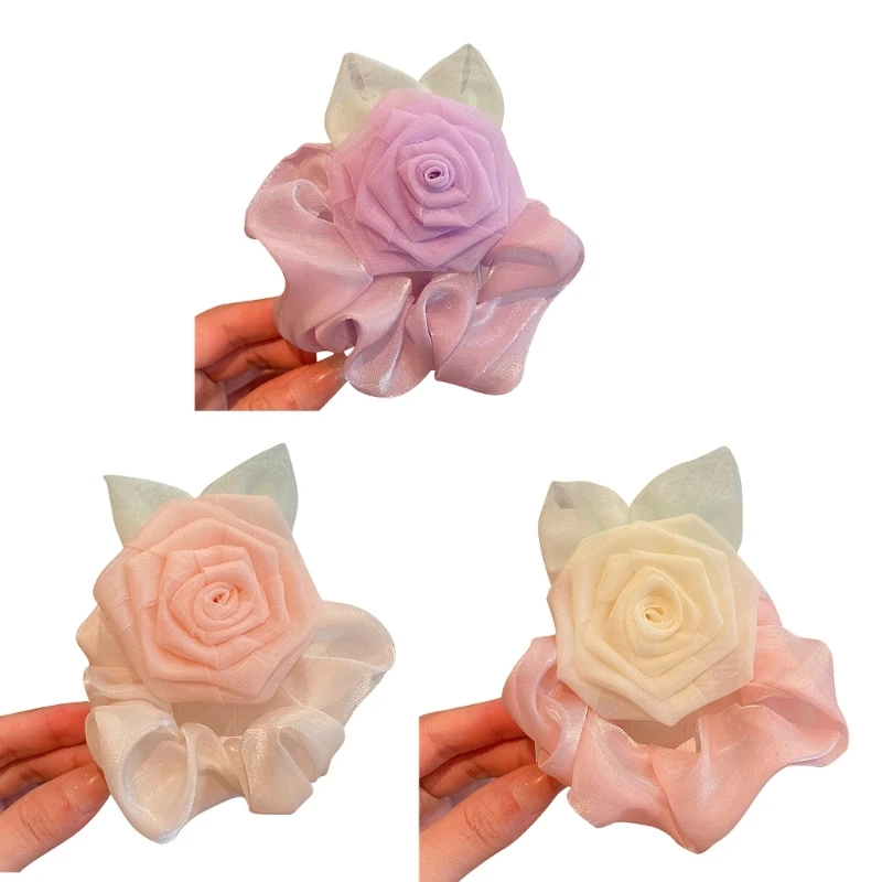 

Rose Scrunchies Flower Hair Scrunchies For Women Flower Ponytail Holder Hair Tie Dropshipping