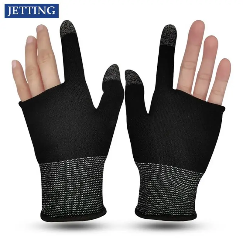 Two-finger Gaming Finger Sleeves Mobile Game Gloves Sweat-proof Touch Screen Finger Cots Seamless for Mobile Game Controllers