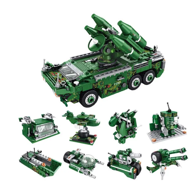 

681pcs Mini Military Missile Car Building Blocks Armored Trucks Boy Toys Assembled Bricks Vehicle Tank Model Kids Gifts