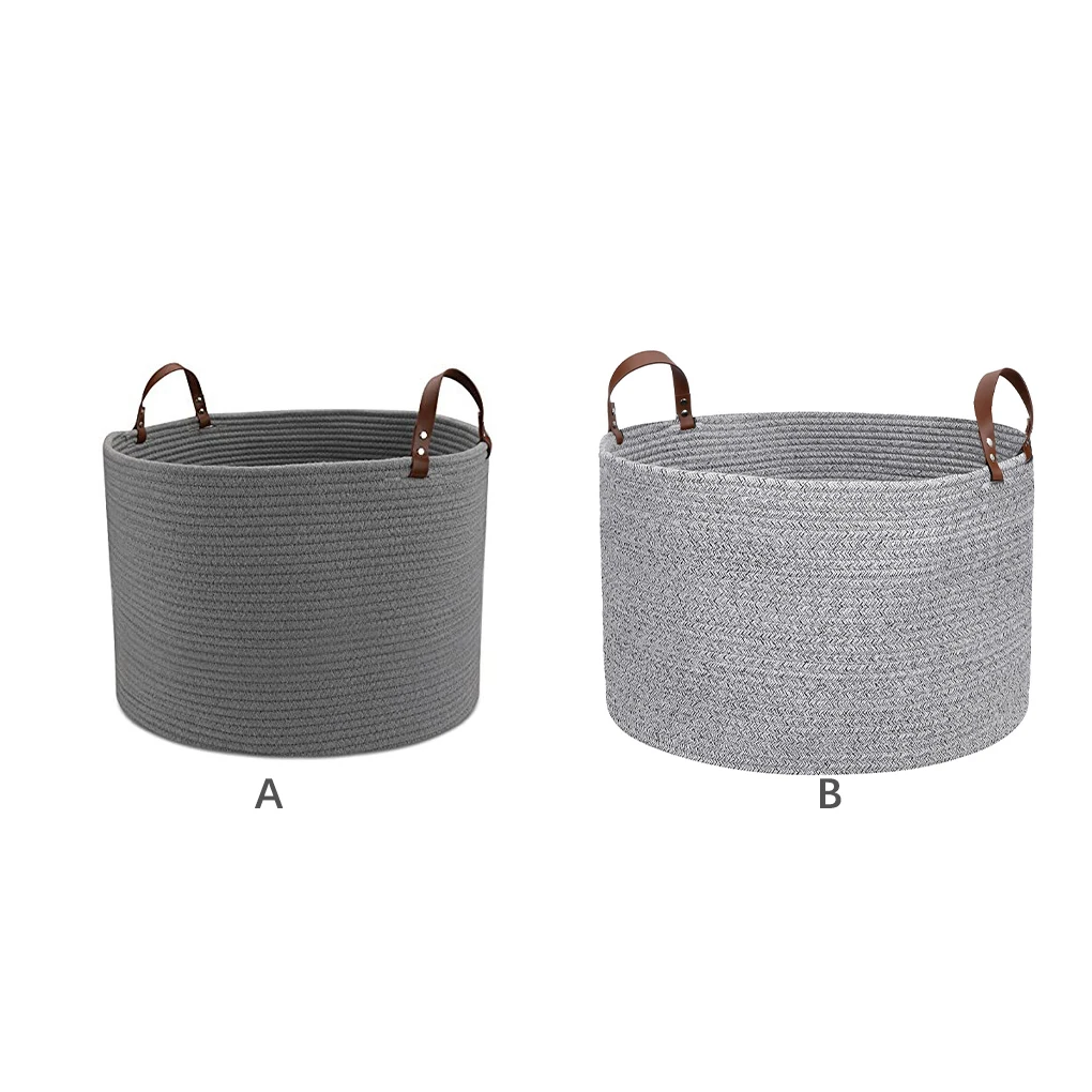 

Clothes Storage Basket Round Rope Woven Laundry Hamper Living Room CContainer Household Gadgets Comforters Blankets