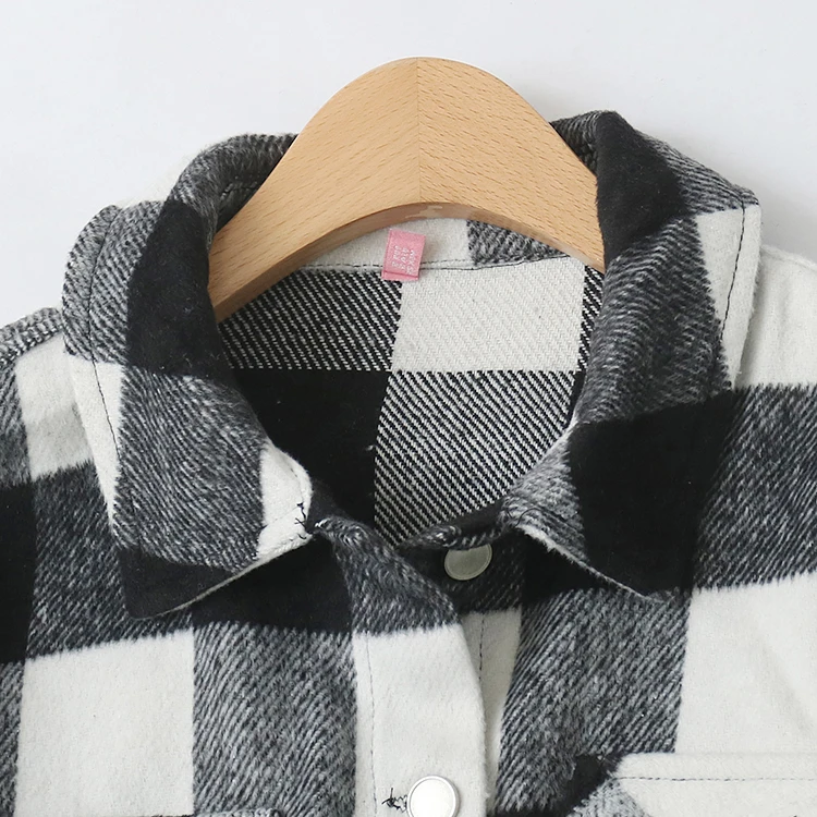 Black and White Plaid Outerwear Spring Autumn New Foreign Trade Women clothes Casual Single-Breasted Loose Long sleeve Sa... |