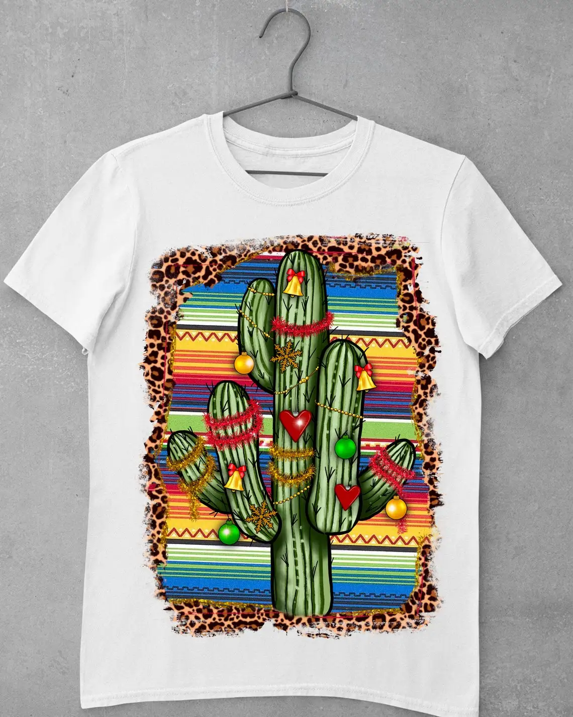 

Rainbow Cactus Leopard Print Women'S Tshirt Merry Christmas Gift T-Shirt Femme Funny White T Shirt Female Harajuku Shirt Tops