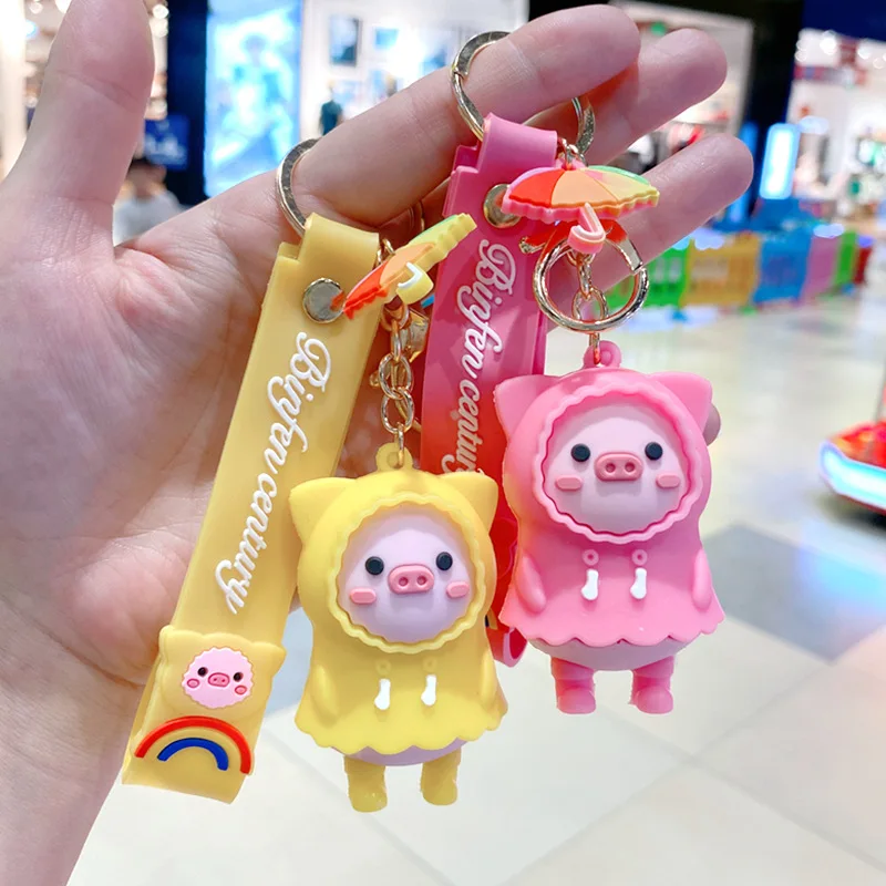 Мультяшный дождевик брелок для автомобиля в виде свиньи милая подвесная сумка