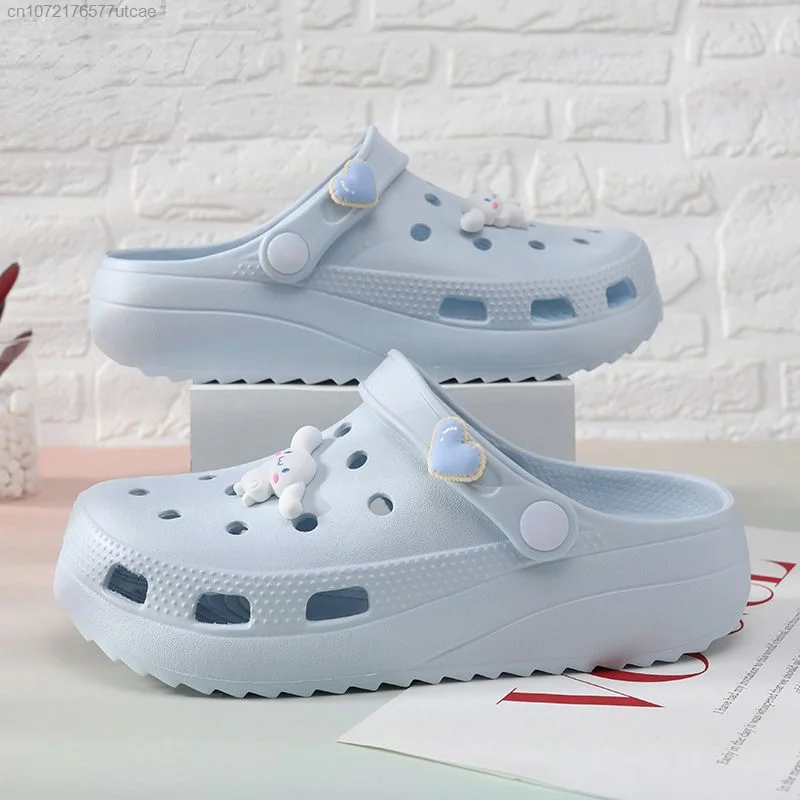 Sanrio Cinnamoroll Kawaii Women Slippers Homewear Y2k Cute Korean Ins Student Soft Flat Bottom Hole Shoes Casual Bath Sandals