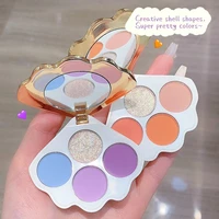 4 colors shell design eyeshadow palette glitter pearly palette purple blue charming eyes make up maquiagem