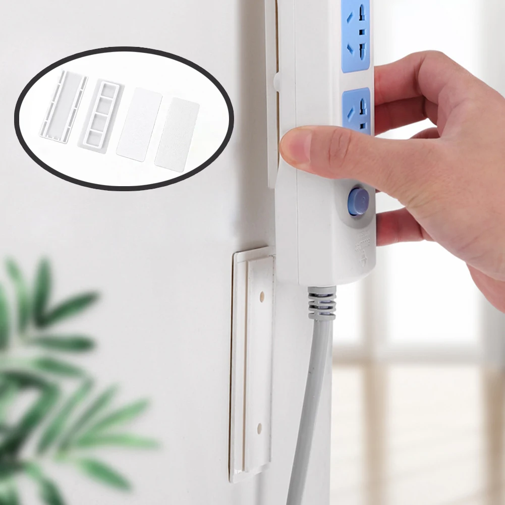 

Wall-Mounted Holder Punch-free Plug Fixer Self-Adhesive Socket Fixer Seamless Power Strip Holder Home Cable Wire Organizer Racks