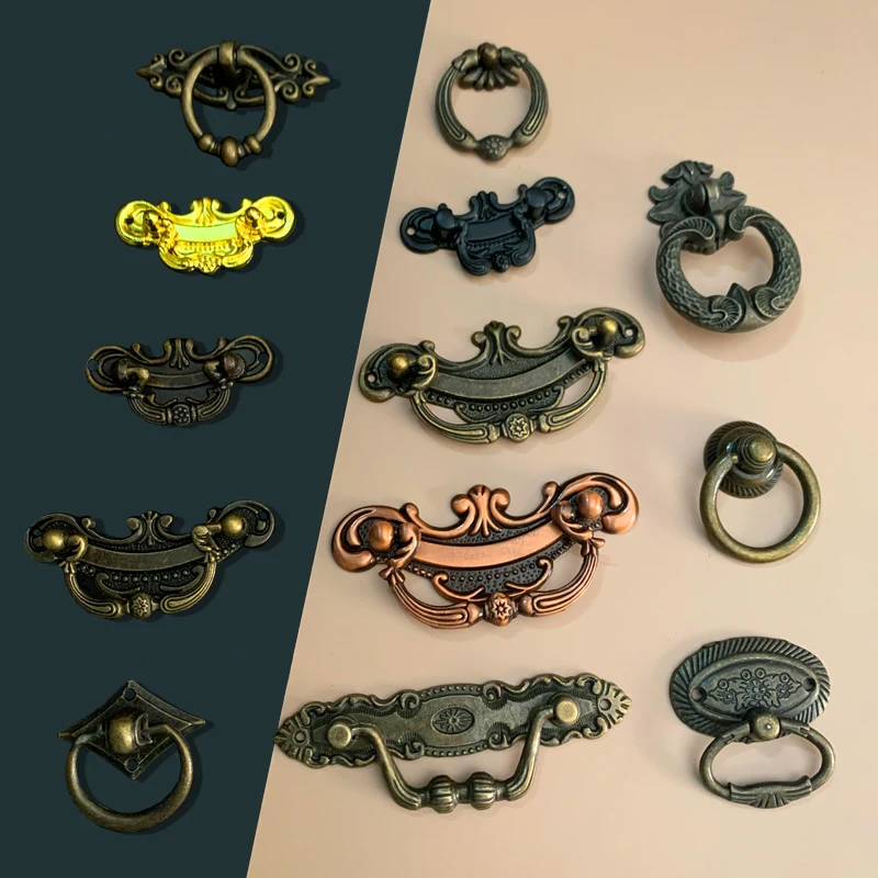 

HJIY Alloy Drawer Medicine Cabinet Handle Vintage Furniture Cabinet Door Pull Ring Panel European Home Handles Wholesale Handle