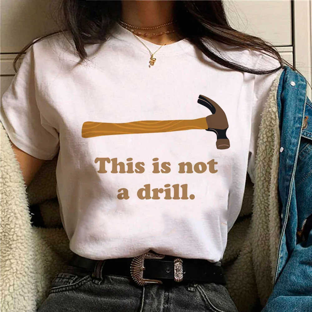 

Hammer This is Not a Drill t-shirts women funny harajuku Japanese top girl manga comic Japanese clothes