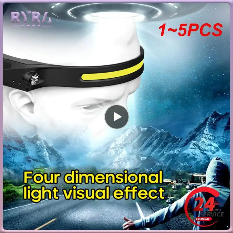 

Головной фонарь с 1-5 шт., монолитный блок светодиодов, Головной фонарь с USB-зарядкой, головка Водонепроницаемая IPX4, Головной фонарь со встроенным