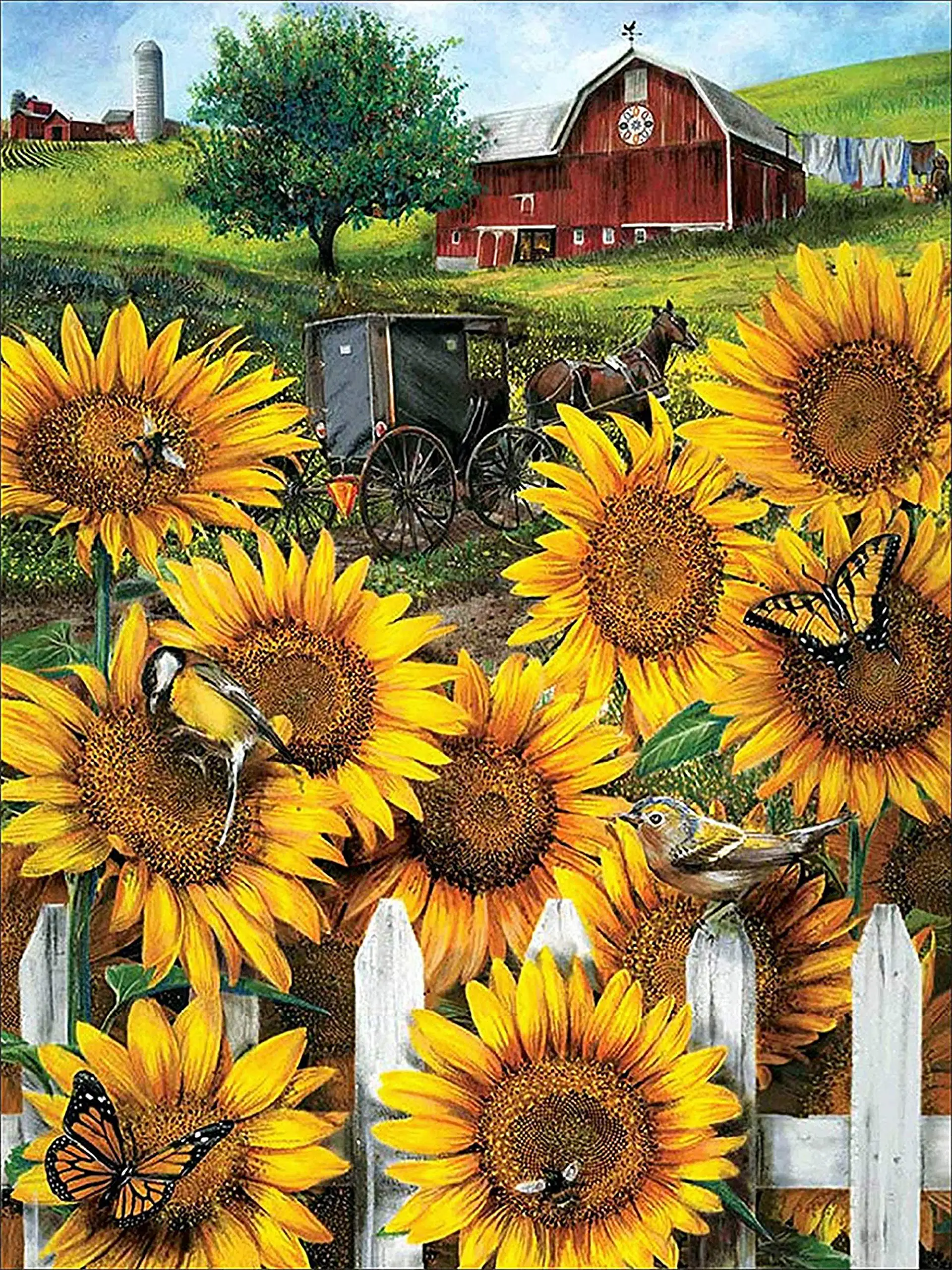 

DIY 5D Diamond Painting by Numbers Kits Pasture Sunflower, Diamond Art Flower Craft Wall Sticker Decoration Wall Decoration ch