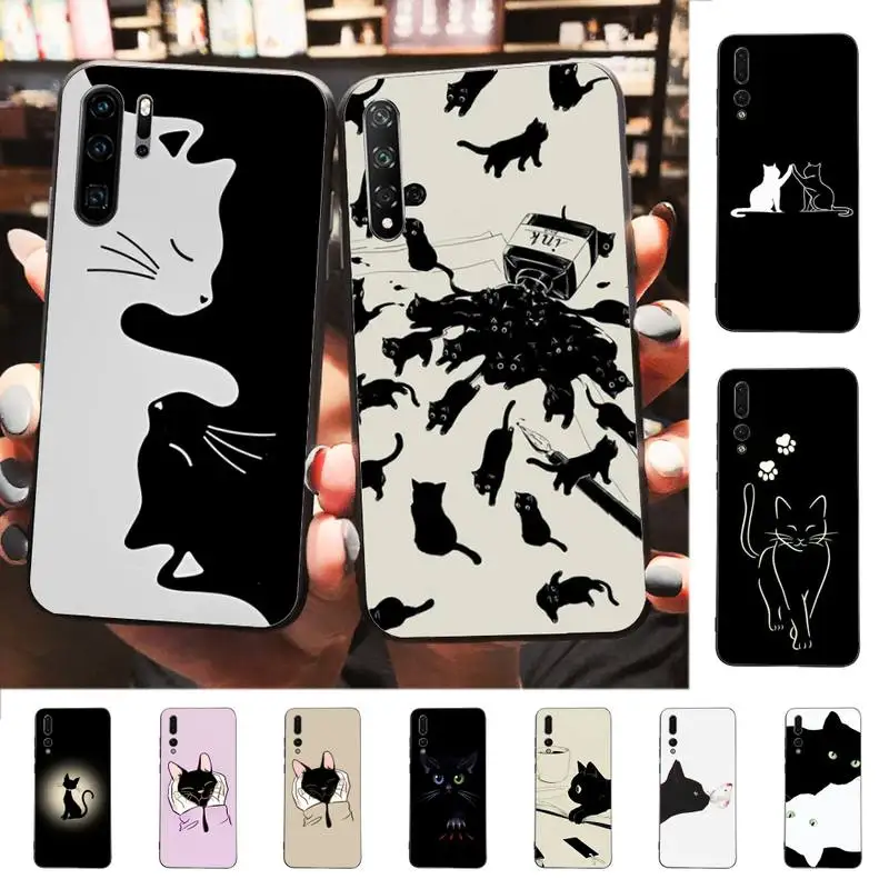 

Cartoon Cat Painting Phone Case for Huawei P30 40 20 10 8 9 lite pro plus Psmart2019