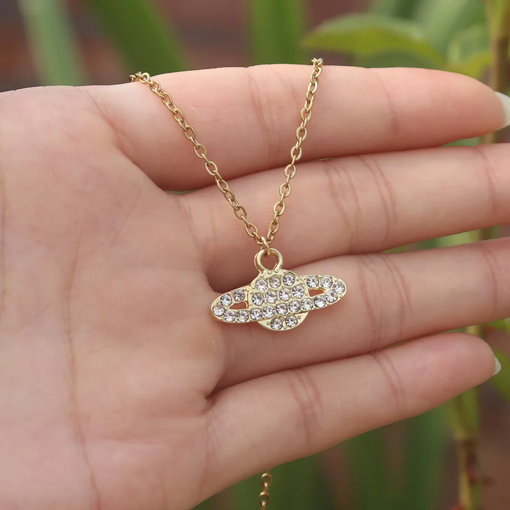 Ожерелье Saturn из нержавеющей стали женские минималистичные геометрические