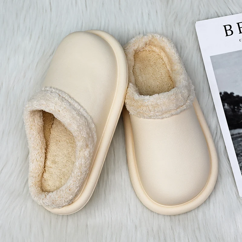 Тапочки мужские домашние зимние уличные теплые плюшевые водонепроницаемые