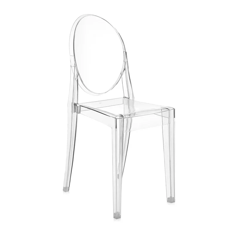 

Transparent Reisn Round Back Chair Nordic Acrylic Plastic Crystal Chair Hotel Makeup Clear PC Dining Chair