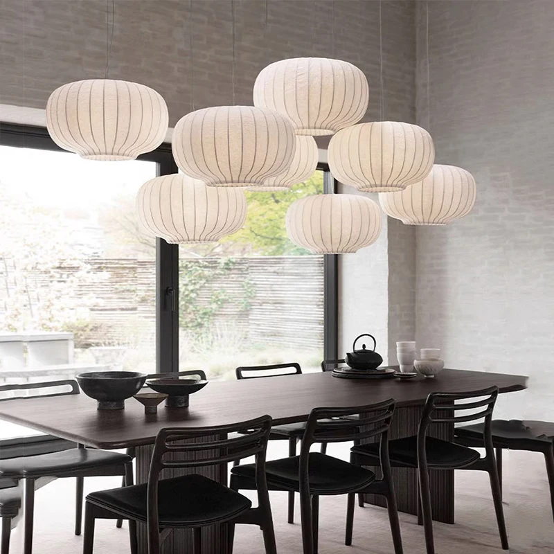 

Modern Simple Silk Pendant Lights Quiet Wind Creative Light Fixtures For Living Room Bedroom Home Decor Dining Hotel Chandeliers