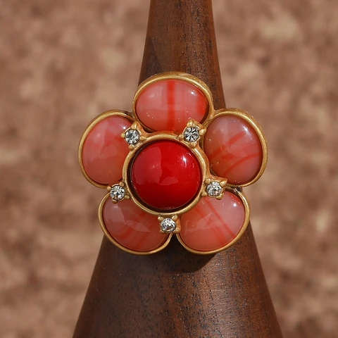 LOVE GREEN LIVE GREEN Розовое кольцо из меди с камнем