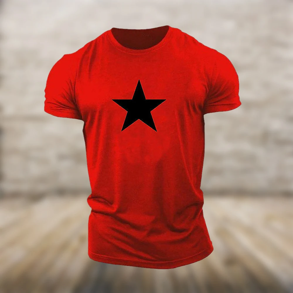

Men'S Short-Sleeved T-Shirt 3d Pentagram Colour Blocking Print Pattern T-Shirt Men'S Clothing Fashion Daily Oversized O-Neck Top